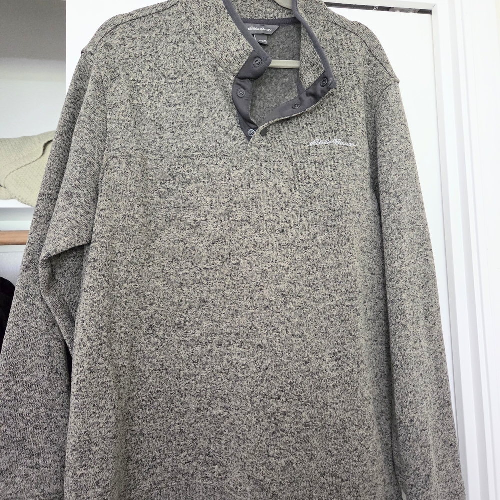 Eddie Bauer Pullover Mock Neck Snap Radiator Fleece XL